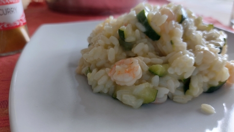 Risotto con zucchine e gamberetti